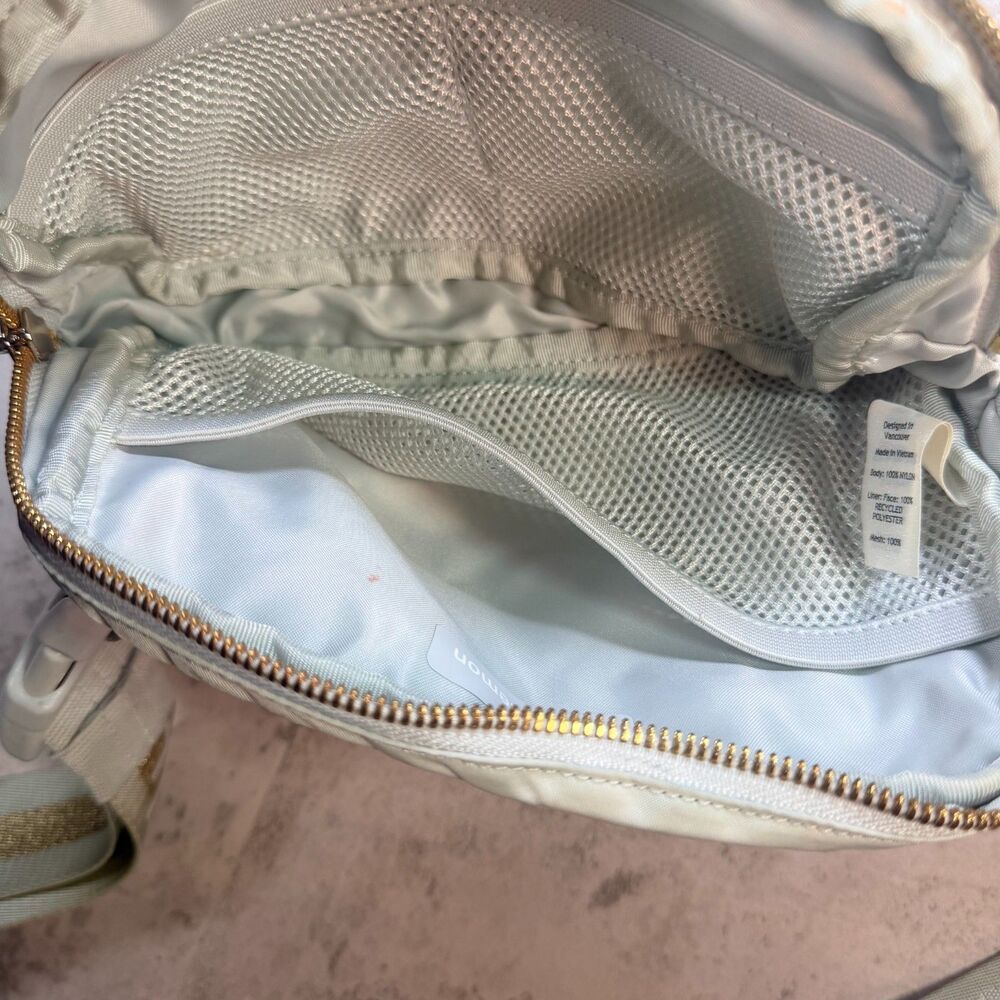 Lululemon Everywhere Belt Bag 1L Mint Gold Strap